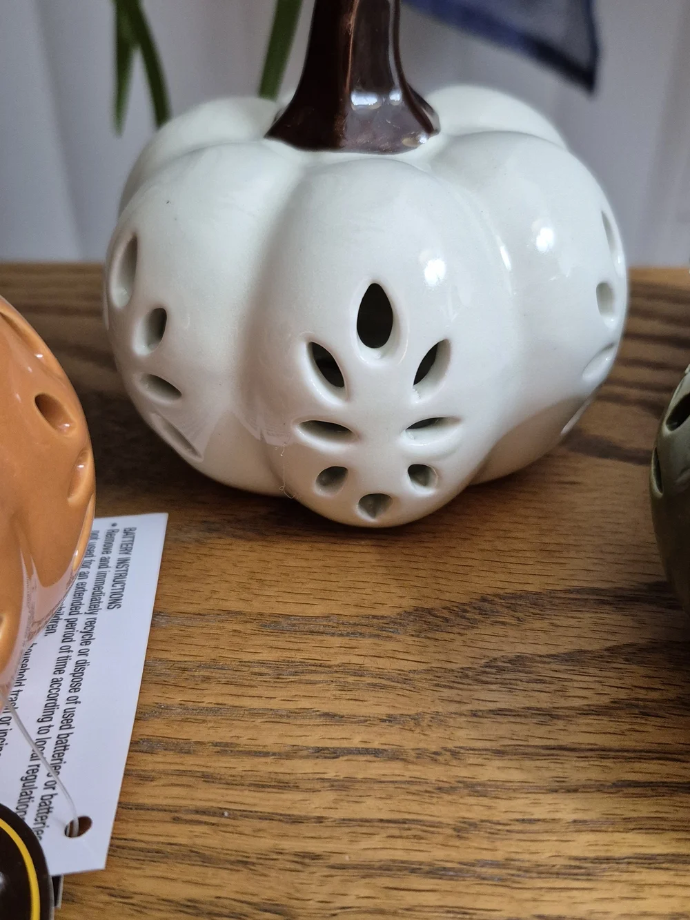 Ceramic Pumpkin LED Accent Trio - Orange, White, Green